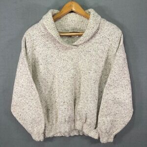 Northern Reflections Mens Sweater Knit Beige‎ Speckled Oversized Collared